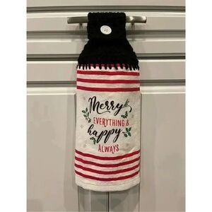 Crochet Top Kitchen Towel- Merry Everything & Happy Always